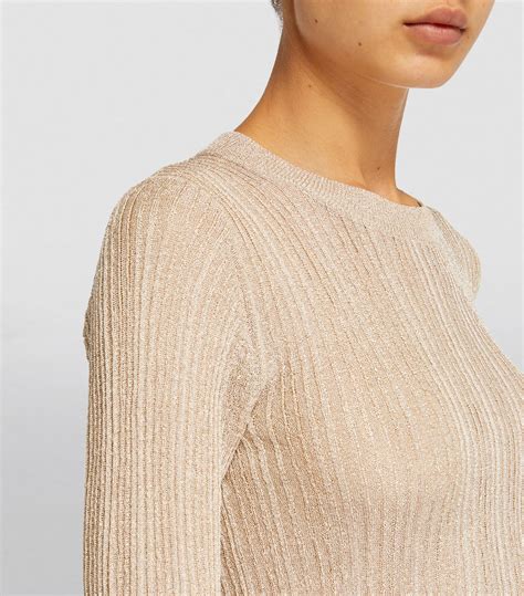 gold metallic ribbed sweater fabric|Gold Ribbed Sweater .